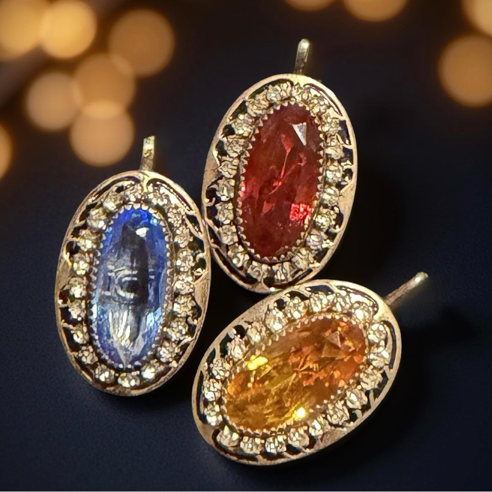 Vintage Martelli Crystal Pendant Sterling Silver | Choose Yellow Red or Blue